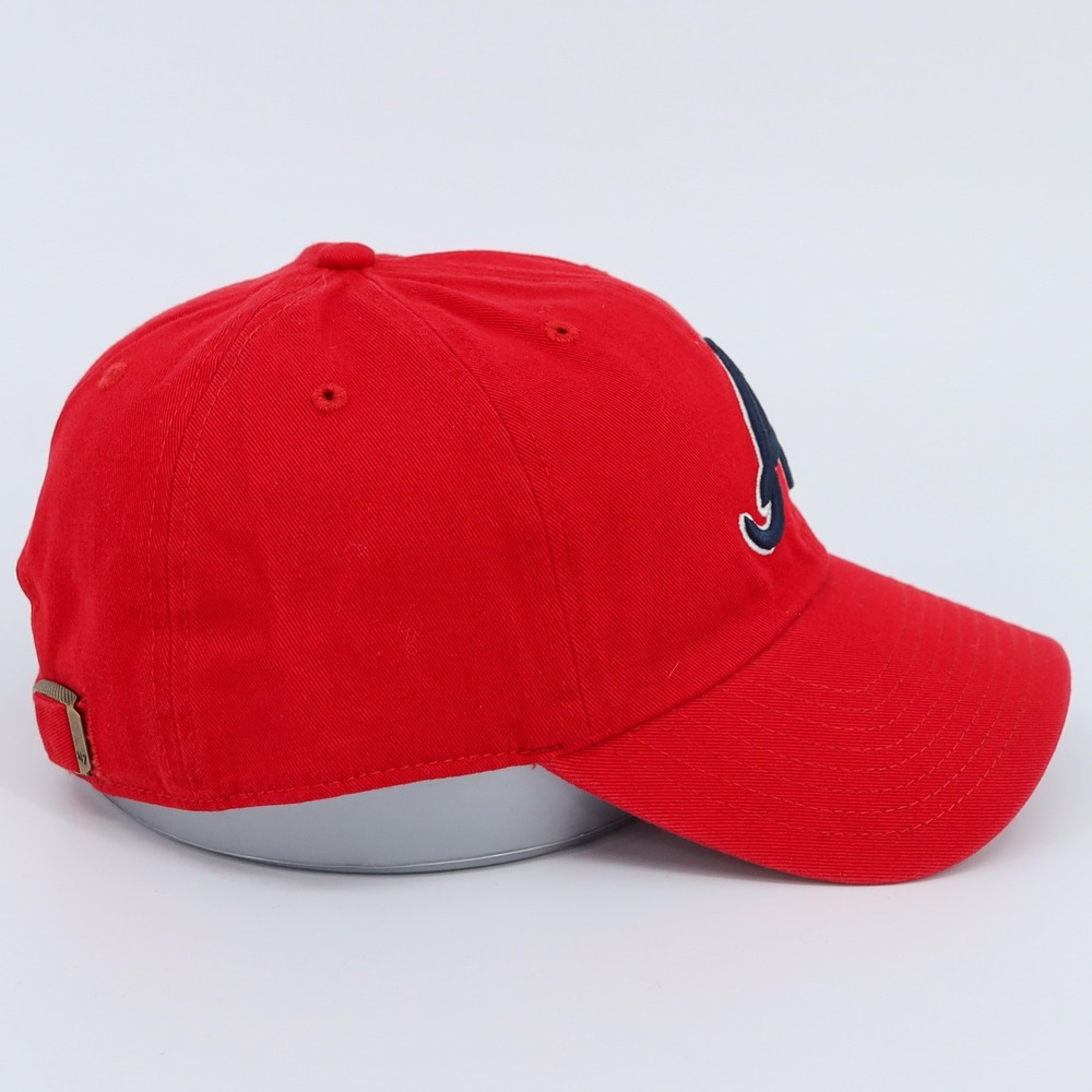 47 Brand Atlanta Braves Red Cleanup MLB Baseball Cap Adjustable Navy A Logo OSFA - Picture 5 of 11